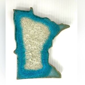 Vtg Dock 6 Pottery Minnesota State Turquoise Geode Decor Ceramic Trivet Coaster